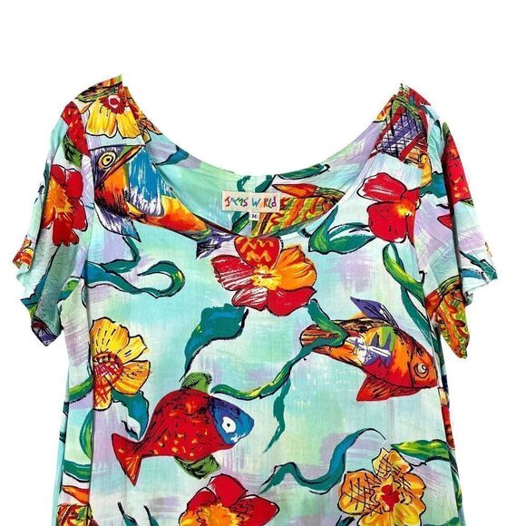 Jams World Hattie floral koi fish printed mini‎ Dress Sz M - Picture 3 of 9